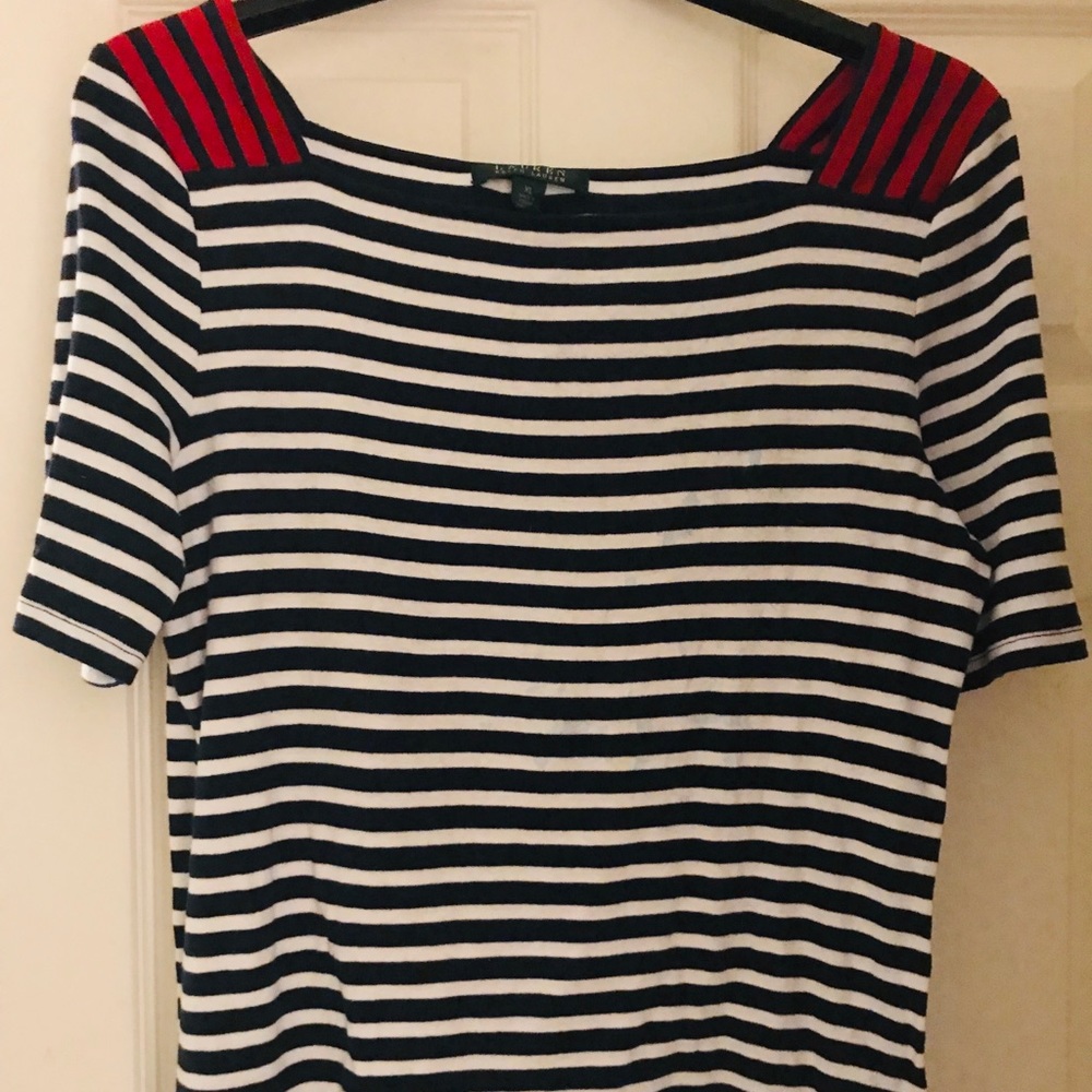 Lauren Ralph Nautical Knit Cotton Jersey Button.
